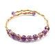 Natural Amethyst Wrapped Cuff Bangle BJEW-A122-08-1