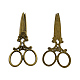 Tibetan Style Alloy Scissor Pendant Rhinestone Settings TIBEP-Q040-119AB-NR-1