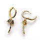 Brass Dangle Hoop Earrings EJEW-F190-10G-2