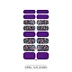 ネイルアートフルカバーネイルアートラップ  キラキラパウダーネイルストリップ  水転写  女性の女の子のためのDIYネイルアートの装飾  青紫色  27x8.5~16mm  16pcs /シート MRMJ-T078-ZE0089-2