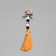 Décorations de pendentif glands en fil de laine en bois thème année senior HJEW-TAC0013-08A-1