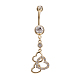 Piercing joyas reales 18k chapado en oro latón rhinestone corazón a corazón ombligo anillos anillos del vientre AJEW-EE0001-70B-1