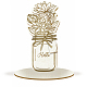Biglietto di auguri con bouquet di fiori in legno AJEW-WH0441-007-1