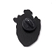 アナトミカルハートエナメルピン  バックパックの服のための電気泳動の黒い合金のブローチ  山模様  30x21x2mm  ピン：1.2mm JEWB-A005-09-05-2