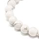 Bracelet extensible perlé rond en howlite naturelle avec pierre de lave BJEW-JB07581-01-5