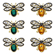 6 шт. 2 цвета пчелы сплав горный хрусталь броши на лацкан для рюкзака одежды JEWB-ME0001-08-1