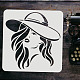 FINGERINSPIRE Lady Stencil for Painting 30x30cm Reusable Woman Face Stencil Urban Beauty Pattern Stencil Beautiful Girls Stencil for Painting on Wall DIY-WH0172-1002-3
