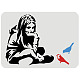 FINGERINSPIRE Banksy Girl with Blue Bird Stencil 29.7x21cm Reusable Banksy Drawing Stencil DIY Craft Banksy Decoration Stencil for Painting on Wall DIY-WH0202-466-1