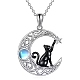 Gato negro collar de piedra lunar gato negro en la luna colgante collar lindo gato de la suerte collar joyería regalos para mujeres amantes de los gatos JN1112A-1