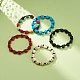 Natural Mashan Jade Skull & Synthetic Turquoise(Dyed) Beaded Stretch Bracelet BJEW-JB08377-2