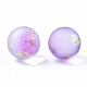 Transparent Spray Painted Frosted Glass Beads GLAA-N035-05A-01-2