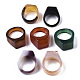 天然瑪瑙指輪  ワイドバンドリング  染め  長方形  ミックスカラー  サイズ10  内径：19~20mm G-N0326-034-2