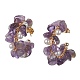 4 paio di 4 orecchini ad anello con perline con gemme miste naturali e sintetiche EJEW-TA00285-2