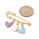 Heart Alloy Enamel Charms Safety Pin Brooch JEWB-BR00133-3