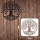 FINGERINSPIRE Tree of Life Pattern Stencils Decoration Template (8x8 inch) Plastic Tree Drawing Painting Stencils Square Reusable Stencils for Painting on Wood DIY-WH0172-391-2