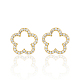 Orecchini in argento dolci e carini con design floreale di zirconi&nbsp;QK5383-1-1