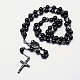 Мужское ожерелье из четок с крестом на кресте NJEW-I011-8mm-04-1