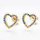 Brass Micro Pave Cubic Zirconia Ear Studs EJEW-S201-45-2
