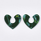 セルロースアセテート（樹脂）シャンデリアコンポーネントリンク  ハート  濃い緑  24.5x27x2.5mm  穴：1.5mm KY-S158-59D-2