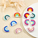 CHGCRAFT 12Pcs 6Colors Rainbow Silicone Beads Rainbow Silicone Loose Spacer Beads Charms for DIY Necklace Bracelet Earrings Keychain Crafts Jewelry Making SIL-CA0001-61-4