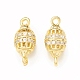 Brass Micro Pave Clear Cubic Zirconia Connector Charms KK-P228-71G-2