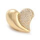 Латунное кольцо-манжета с микро-паве и прозрачным кубическим цирконием в форме сердца для женщин RJEW-C102-11G-2