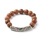 Bracelets extensibles en perles de bois de coco naturel BJEW-JB06642-01-1