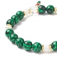 Bracelet extensible à perles rondes en malachite synthétique BJEW-TA00251-5