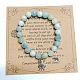 Olycraft Natural Amazonite Beaded Stretch Bracelet with Alloy Beetle Charm BJEW-OC0001-16-2