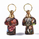 Assembled Synthetic Bronzite and Imperial Jasper Openable Perfume Bottle Pendants G-S366-057D-2