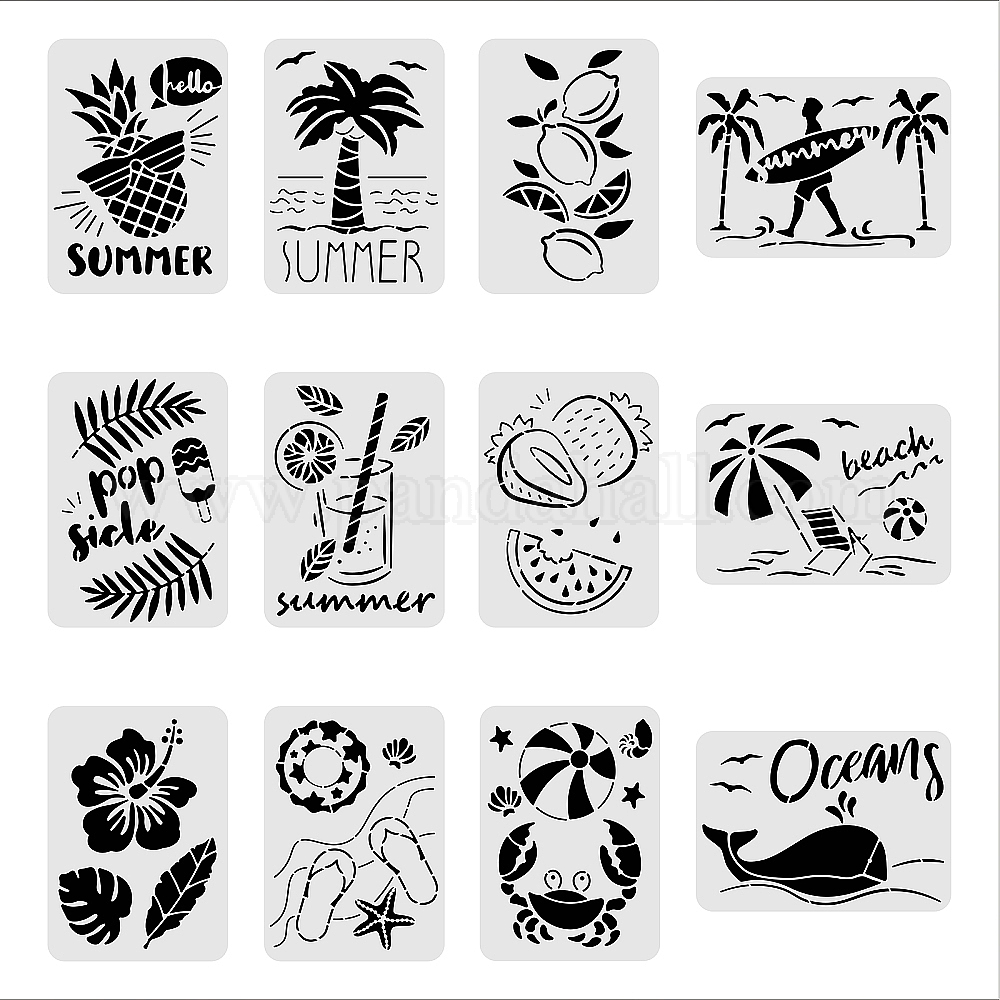 Shop Plastic Reusable Drawing Painting Stencils Templates Sets for