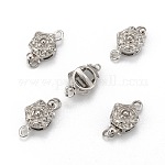 Plated Box Clasps, Brass, Flower, Platinum Color, 10mm wide, 15mm long, hole: 1~2mm
