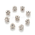 Cuivres clairs perles strass, Grade b, ronde, couleur argentée, 8mm
