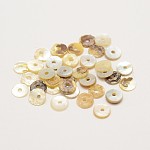 Perle di conchiglia akoya naturali rotonde piatte, perle di madreperla, tan, 5~6x1mm, Foro: 1 mm, circa 1440pcs/scatola