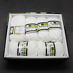 Hilos suaves para bebés, con fibra de bambú y seda, blanco, 1mm, aproximamente 50 g / rollo, 6 rollos / caja