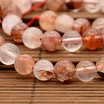 Natürliche Hämatoid Quarz runde Perlen Stränge, eisenhaltiger Quarz, 8 mm, Bohrung: 1 mm, ca. 48 Stk. / Strang, 14.9 Zoll