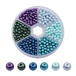 Glass Pearl Bead Sets, Pearlized, Round, Mixed Color, 4mm, Hole: 1mm, about 650pcs/box