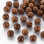 Des perles en bois naturel, sans plomb, ronde, selle marron, 8mm, Trou: 1.5mm, environ 1900 pcs/500 g