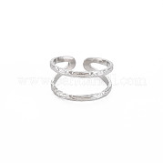 304 Stainless Steel Double Line Open Cuff Ring for Women RJEW-S405-200P
