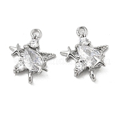 Brass Pave Clear Cubic Zirconia Connector Charms KK-H460-19P
