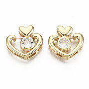 Brass Micro Pave Clear Cubic Zirconia Slide Charms KK-S356-213G-NF