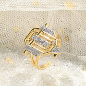Латунные микропаве прозрачные кубические цирконии открытые манжеты кольца для женщин мужчин KK-B124-12GP
