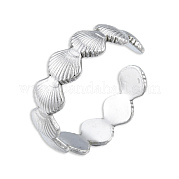 304 Stainless Steel Shell Wrap Open Cuff Ring for Women RJEW-N038-100P