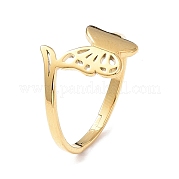 Ion Plating(IP) 304 Stainless Steel Hollow Out Butterfly Adjustable Ring for Women RJEW-I097-03G