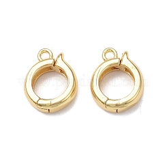 Cierres plegables de latón chapado en cremallera, sin plomo y cadmio, Plateado de larga duración, real 18k chapado en oro, 14x11x3.5mm, agujero: 1.6 mm