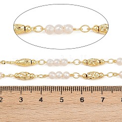 Овальные звенья цепей из латуни с бусинами ручной работы CHC-B025-05G