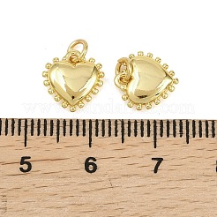 真鍮チャーム  ハートチャーム  丸カン付き  18KGP本金メッキ  10x9.5x3mm  穴：2.5mm&nbsp;KK-D218-13G-03
