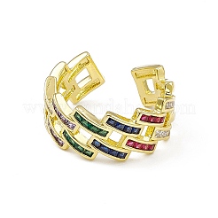 Открытое кольцо-манжета с кубическим цирконием и ромбами RJEW-I091-01G