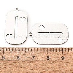 ステンレスペンダント201個  ハートチャーム付きナンバー0  レーザー切断  切り取る  ステンレス鋼色  27x15x1mm  穴：1.5mm&nbsp;SA-CBA49C1-03P