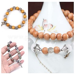 100 perlina rotonda piatta in lega stile tibetano&nbsp;TIBEB-HY0001-08